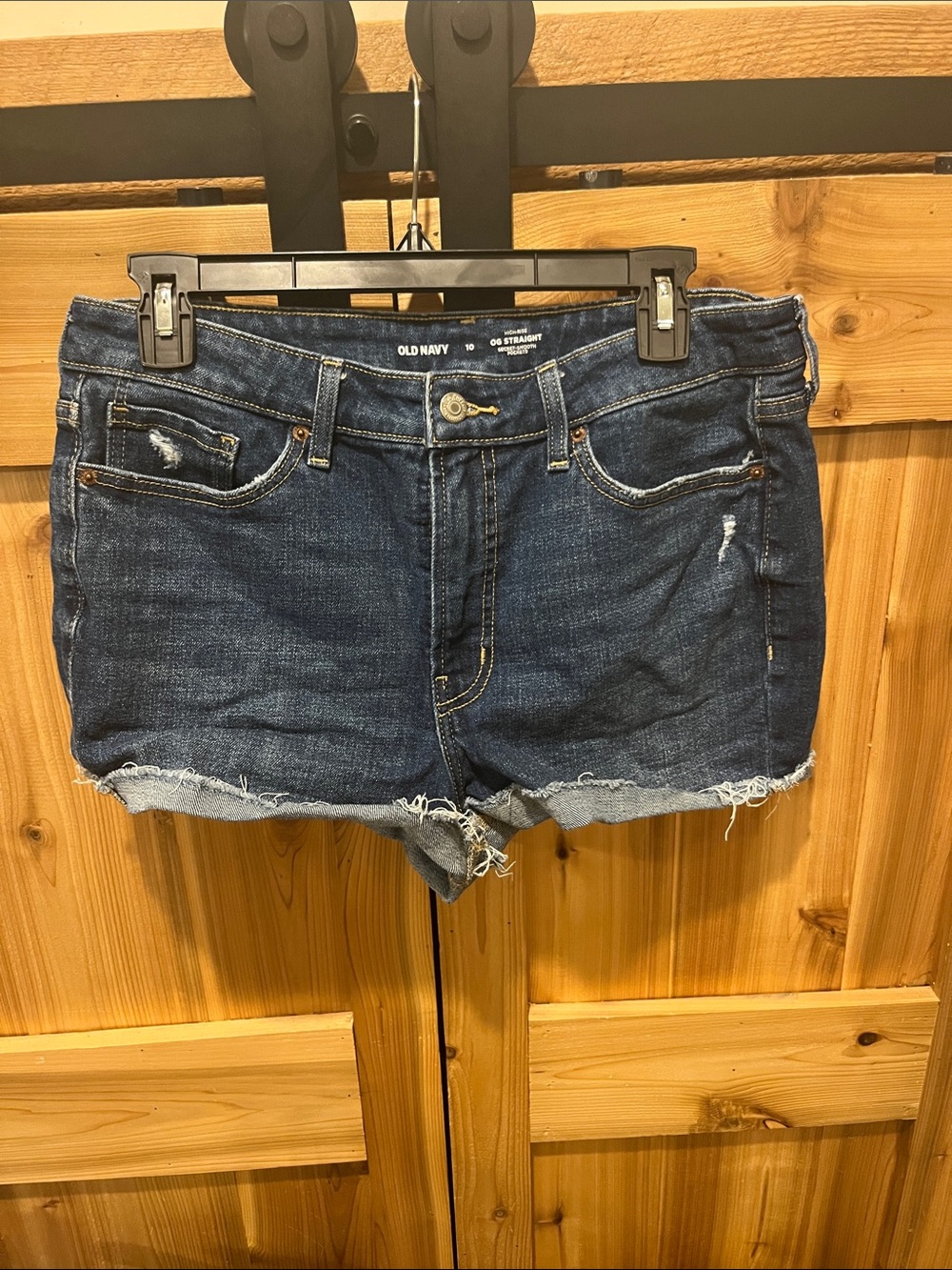 Old Navy Dark Blue Denim Cutoff Shorts with Frayed Edge - High Rise